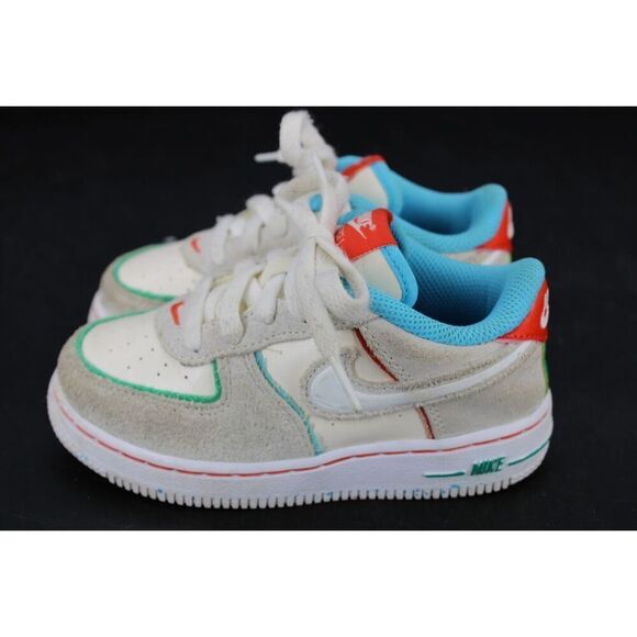 8.5c Kids Nike Air Force 1 LV8 2 BT Pale Ivory White-Picante Red FQ8352 110 - Picture 9 of 11